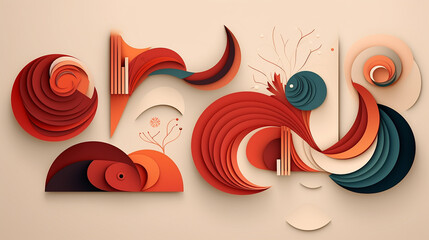 abstract shape in paper cut style design