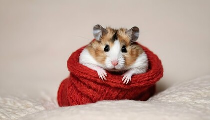 Fototapeta na wymiar A Hamster Snuggling Up In A Cozy Sock