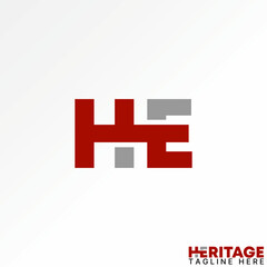 Obraz premium Logo design graphic concept creative premium vector stock abstract sign icon letter initial HE font cutting connect. Related monogram typography idea