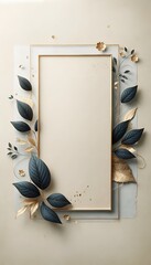 Illustration of greeting card decorative frame of green leaves