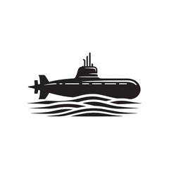 Obraz premium Deep Dive Explorers: Submarine Silhouette Vector for Underwater Adventures and Ocean Exploration Designs, Submarine illustration.