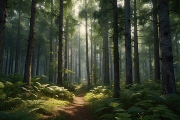 morning sunrise in the forest