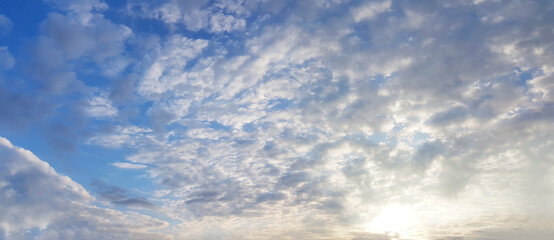Naklejka na ściany i meble Nature landscape with blue sky and white clouds