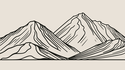 Mountain Majesty: Captivating Flat Design Vector Art - obrazy, fototapety, plakaty