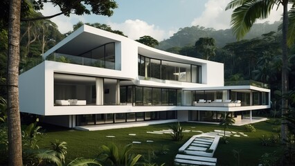 modern architecture building in the forest