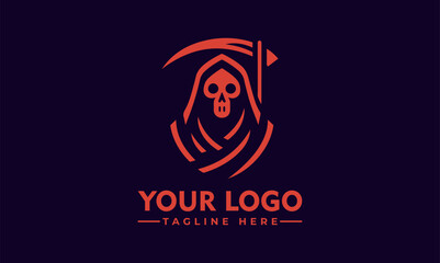 simple Modern Grim Reaper Logo Vector Grim Reaper Holding Scythe Silhouette Death Icon Sign or Symbol  Casualty Concept for Funeral Parlor Simple Vector Illustration - obrazy, fototapety, plakaty