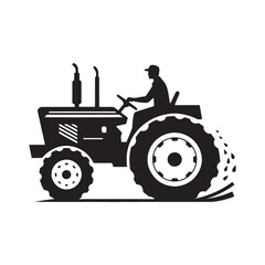 Farm Workhorses: Tractor Silhouette Vector for Agricultural Designs and Rural-themed Projects. Tactor illustration vector.