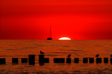 Romantic sunset on the Baltic Sea.