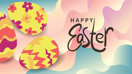 happy easter. hand drawn easter egg with colorfull abstract background. blank area for editable text copyspace. template vector illustration