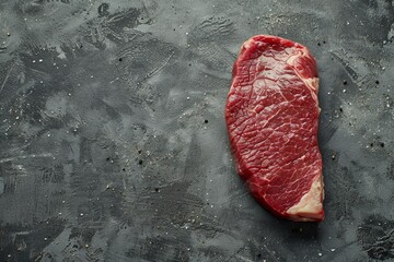 Uncooked Sirloin Beef Steak with Herbs on Textured Background