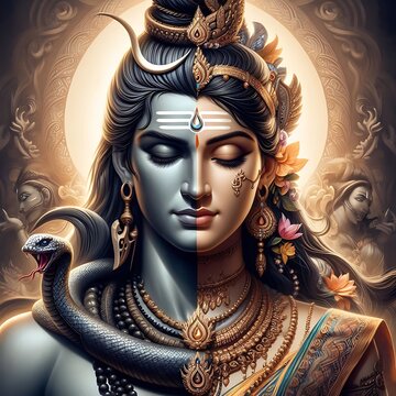 Portrait of Lord Shiva and Goddess Parvati