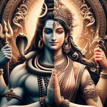 Body Fusion illustration of Lord Shiva and Goddess Parvati