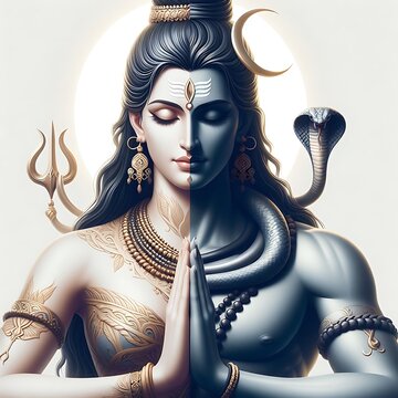 Body Fusion illustration of Lord Shiva and Goddess Parvati