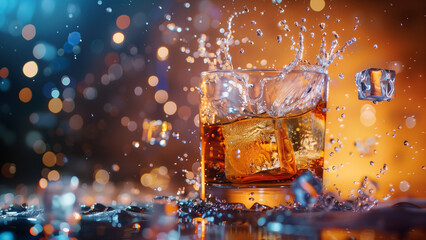A Glass of Splashing Whiskey