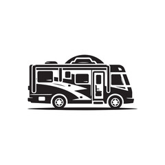 Adventure Wheels: Recreational Vehicle Silhouette Vector Collection for Outdoor Excursions and Travel Designs. Recreational vehicle illustration vector.