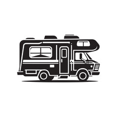 Adventure Wheels: Recreational Vehicle Silhouette Vector Collection for Outdoor Excursions and Travel Designs. Recreational vehicle illustration vector.