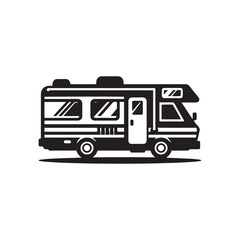Adventure Wheels: Recreational Vehicle Silhouette Vector Collection for Outdoor Excursions and Travel Designs. Recreational vehicle illustration vector.
