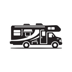 Adventure Wheels: Recreational Vehicle Silhouette Vector Collection for Outdoor Excursions and Travel Designs. Recreational vehicle illustration vector.