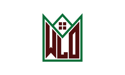 WLO initial letter real estate builders logo design vector. construction, housing, home marker, property, building, apartment, flat, compartment, business, corporate, house rent, rental, commercial