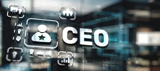 Fototapeta premium Inscription CEO virtual screen. Chief Executive Officer