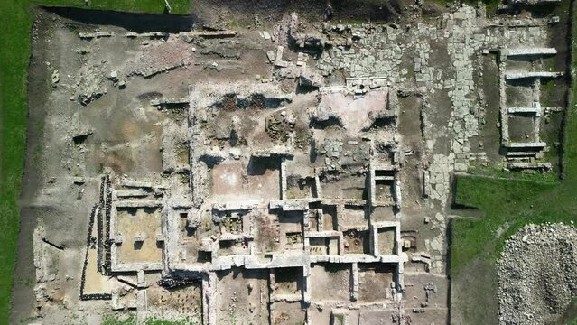 Drone view over Deultum .An ancient city and bishopric in Thrace. It was located at the mouth of the River Sredetska on the west coast of Lake Mandrensko,near the city of Burgas	
