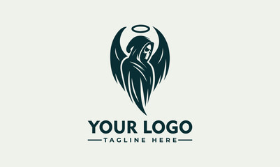 Simple Hooded Angel Logo, Angel of Life and Death Design for Depression Support and Related Industries