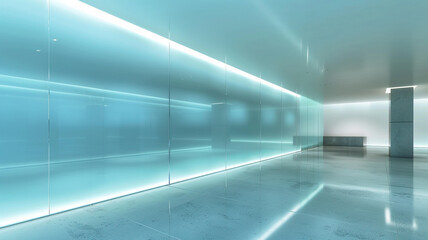 A blue interior wall with beautiful built-in lighting, creating an elegant and serene ambiance
