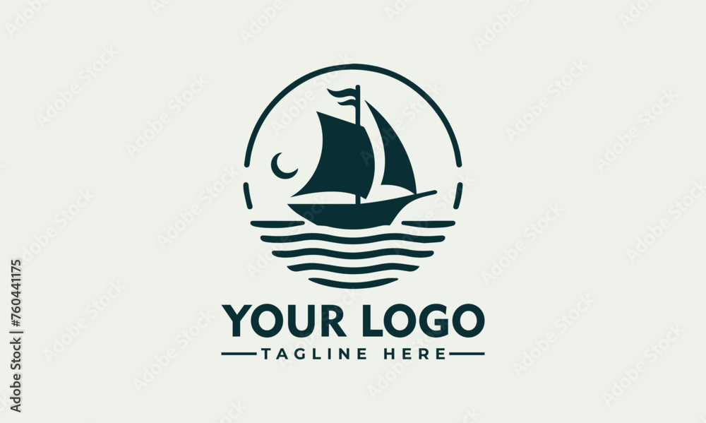 Sticker simple sailing ship classic logo modern design for maritime themes reliable reproduction in print