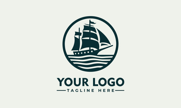 Simple Sailing Ship Classic Logo Modern Design for Maritime Themes Reliable Reproduction in Print