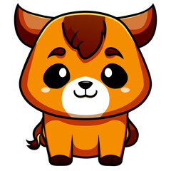 Cute cartoon bull with big eyes and a friendly smile.