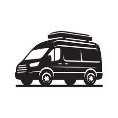Van Life Adventures: Van Silhouette Vector for Nomadic Designs and Travel-themed Projects. Van illustration vector.