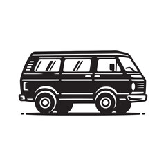 Van Life Adventures: Van Silhouette Vector for Nomadic Designs and Travel-themed Projects. Van illustration vector.