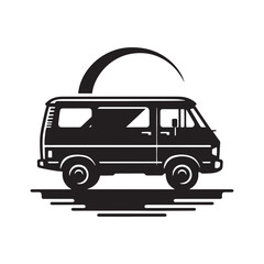 Van Life Adventures: Van Silhouette Vector for Nomadic Designs and Travel-themed Projects. Van illustration vector.