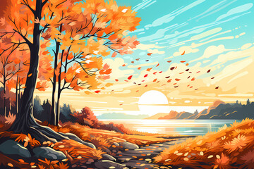 autumn landscape illustration