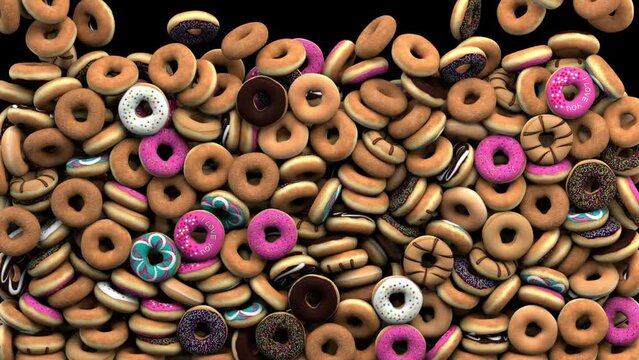 Donuts transition – 3d render with alpha channel.