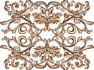 decorated brown swirls and curls on white background - 760442735