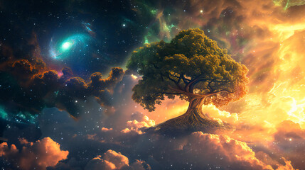 Fototapeta premium Surreal cosmic life tree