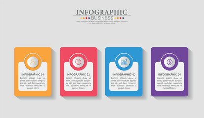 Vector infographic template with icons and 4 options or steps. Infographics for business concept. - obrazy, fototapety, plakaty