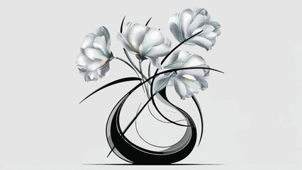 Stunning Floral Arrangement: Elegant Vector Vase Depiction