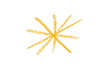 Orange pencil strokes isolated on transparent background