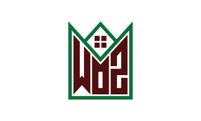 WOZ initial letter real estate builders logo design vector. construction, housing, home marker, property, building, apartment, flat, compartment, business, corporate, house rent, rental, commercial © Fahim