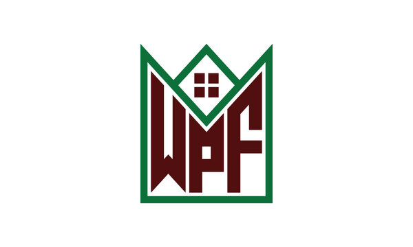 WPF initial letter real estate builders logo design vector. construction, housing, home marker, property, building, apartment, flat, compartment, business, corporate, house rent, rental, commercial