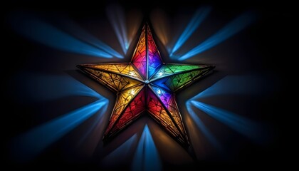 Colorful star shaped light on dark background