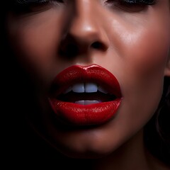 Fototapeta premium close up portrait of woman with red lipstick