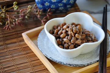 Natto Healthy Japanese Food in White Bowl
