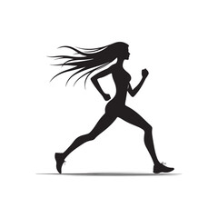 Running Lady Silhouette Vector Set for Fitness Designs and Active Lifestyle Projects, Running lady Illustration.