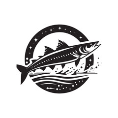 Silver Kings: Tarpon Silhouette Vector for Fishing Designs and Coastal-themed Projects, Tarpon illustration vector.