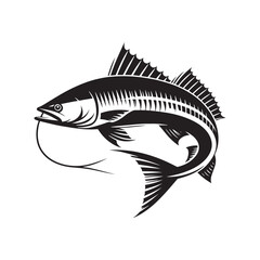 Silver Kings: Tarpon Silhouette Vector for Fishing Designs and Coastal-themed Projects, Tarpon illustration vector.