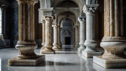 Fototapeta na wymiar Elegant marble columns. Architectural columns