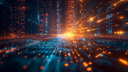 Obraz premium Abstract digital background with glowing circuits and lines, representing technology and connectivity. Futuristic concept